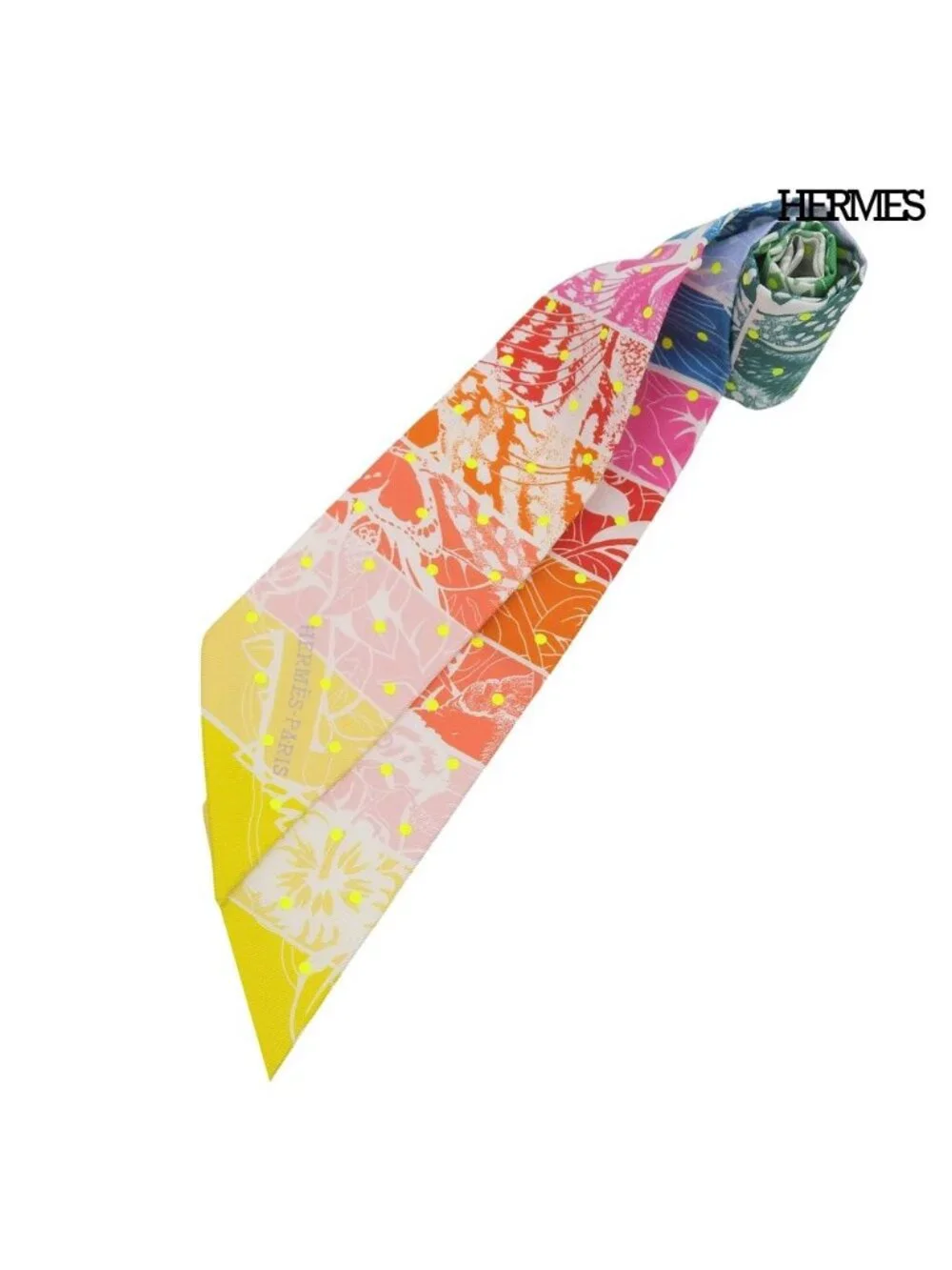 Hermes Twilly Jungle Love Rainbow Plume T Dot Silk 100% Scarf